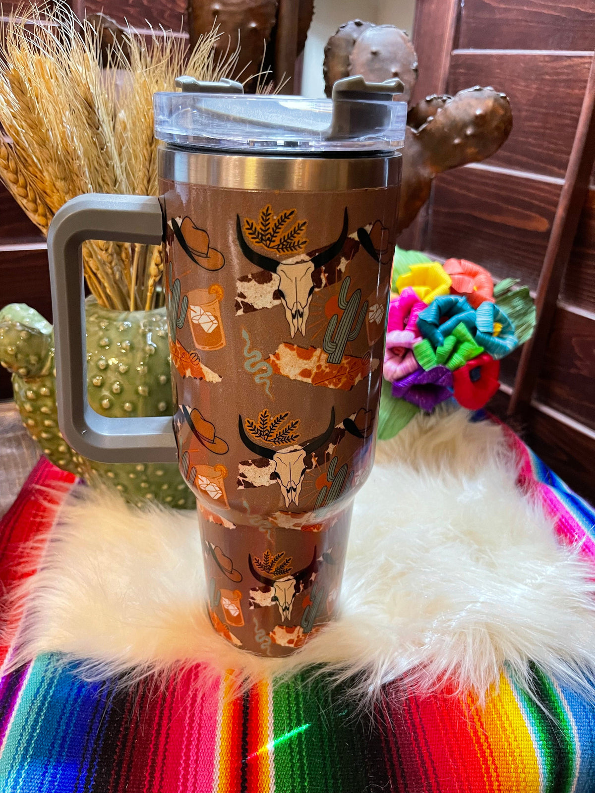 40oz stainless steel TUMBLER Southwest Bedazzle home decor