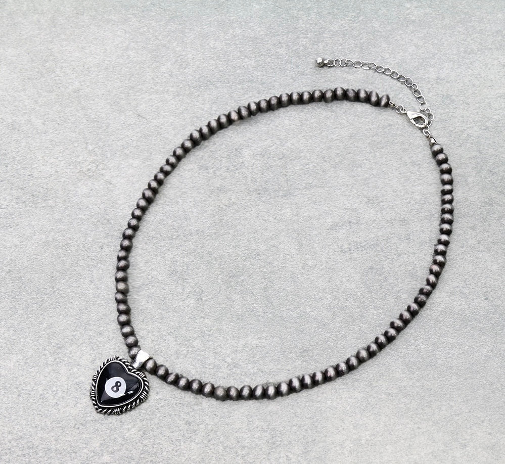 Navajo pearl Heart pocket-ball necklace