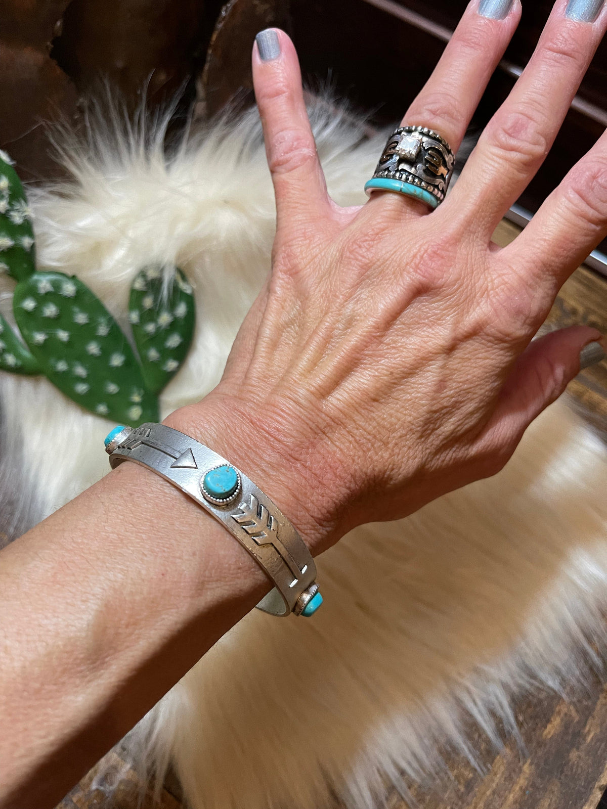 Turquoise ARROW C cuff bracelet Southwest Bedazzle jewelz