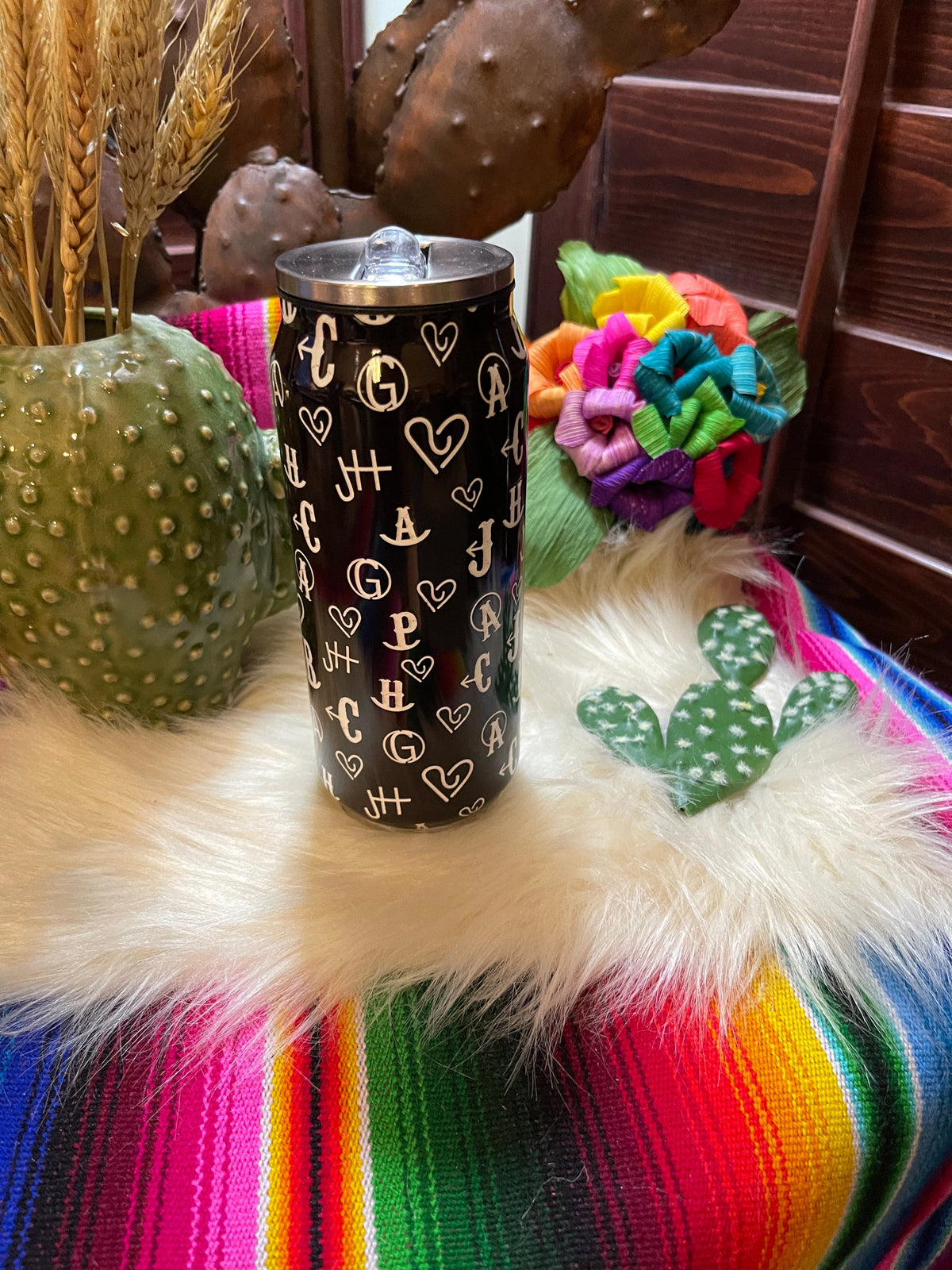 Western 16oz Stainless steel Tumbler Southwest Bedazzle home decor