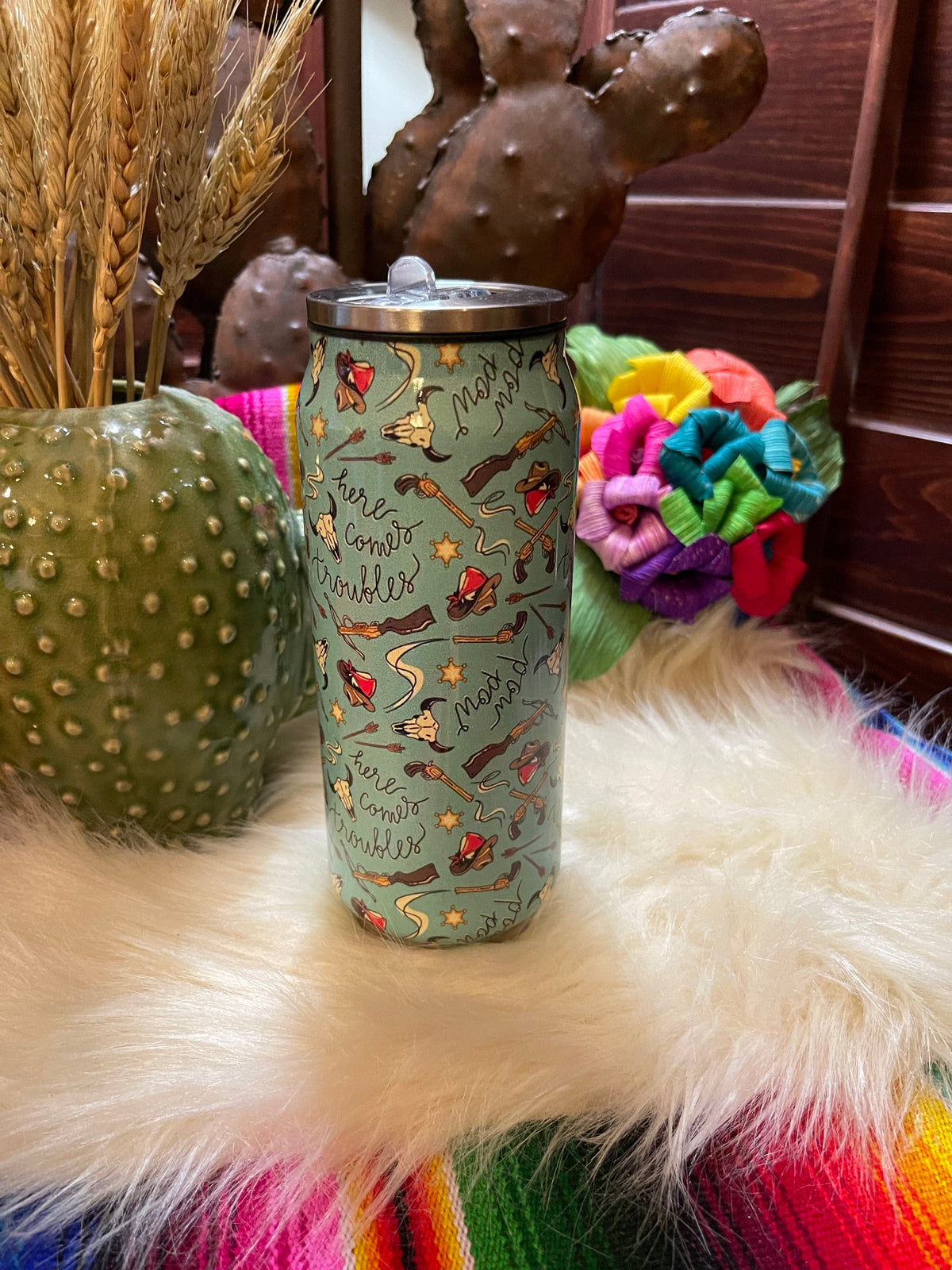 Western 16oz Stainless steel Tumbler Southwest Bedazzle home decor