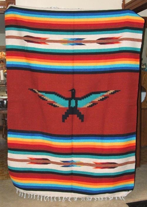 XXL Rust THUNDERBIRD blanket / Area rug Southwest Bedazzle blankets/slippers