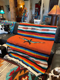XXL Rust THUNDERBIRD blanket / Area rug Southwest Bedazzle blankets/slippers