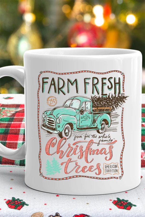 Mint truck Christmas ceramic coffee mug 15oz Southwest Bedazzle home decor
