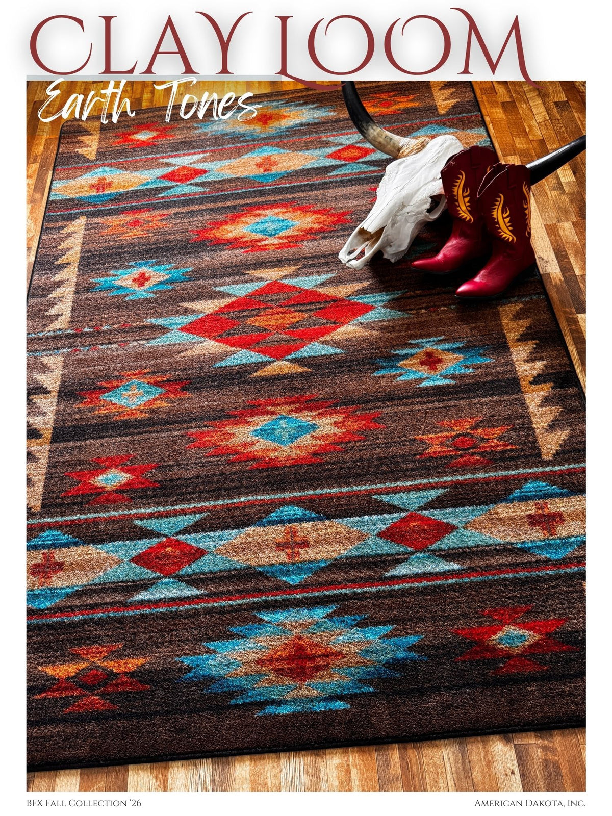 Clay loom earth tones area rug