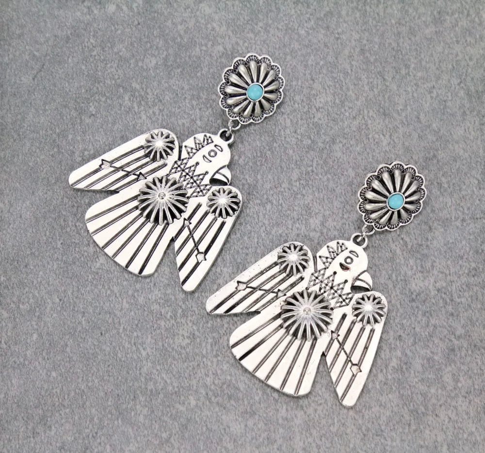 2.8” long Thunderbird earrings Southwest Bedazzle jewelz