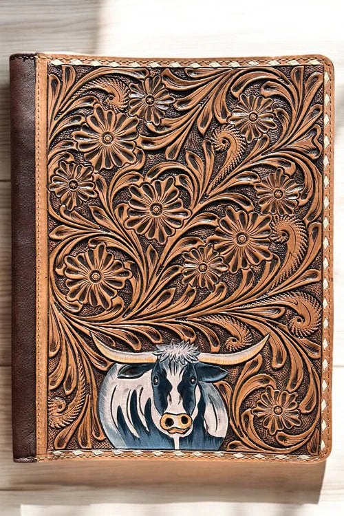 Tooled leather folder porfolio