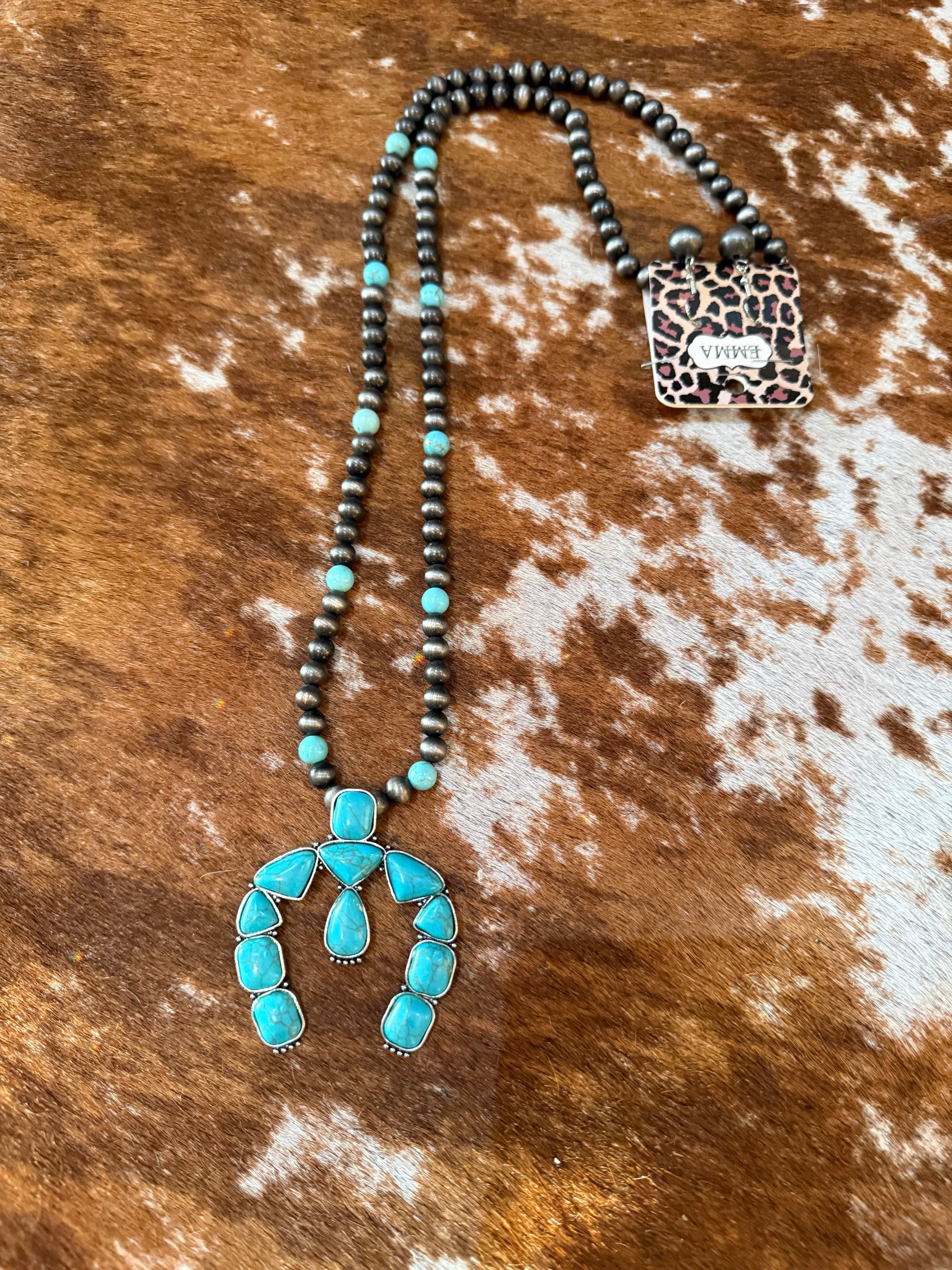 Southwestern Turquoise stone Necklace   Long