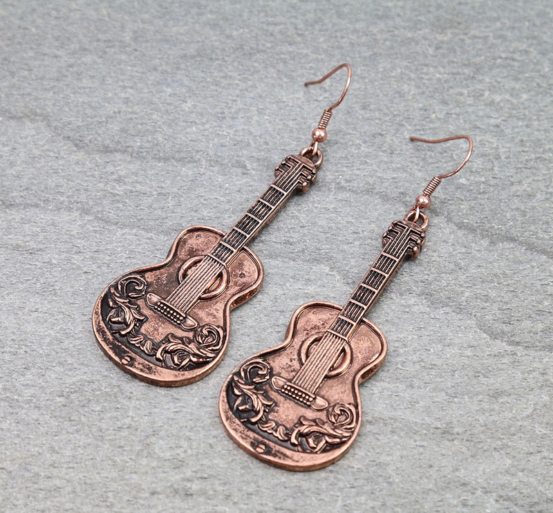 Western guitar earrings copper