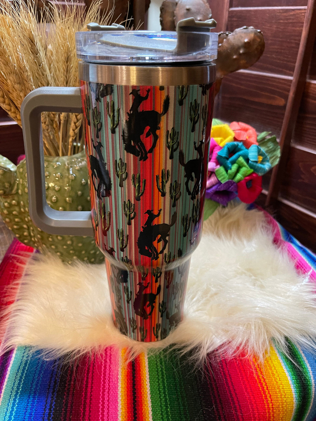 40oz stainless steel TUMBLER Southwest Bedazzle home decor