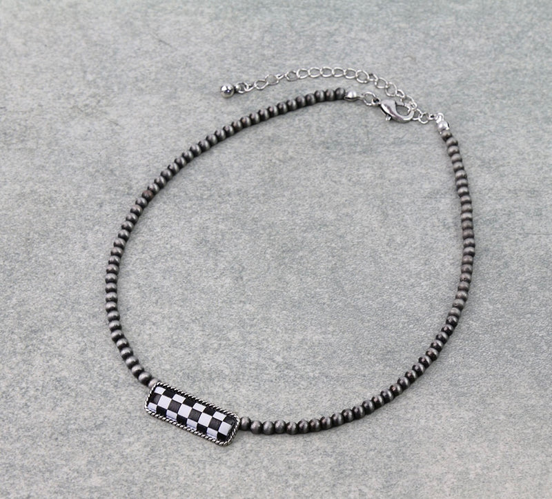 Bar Checkered CHOKER necklace