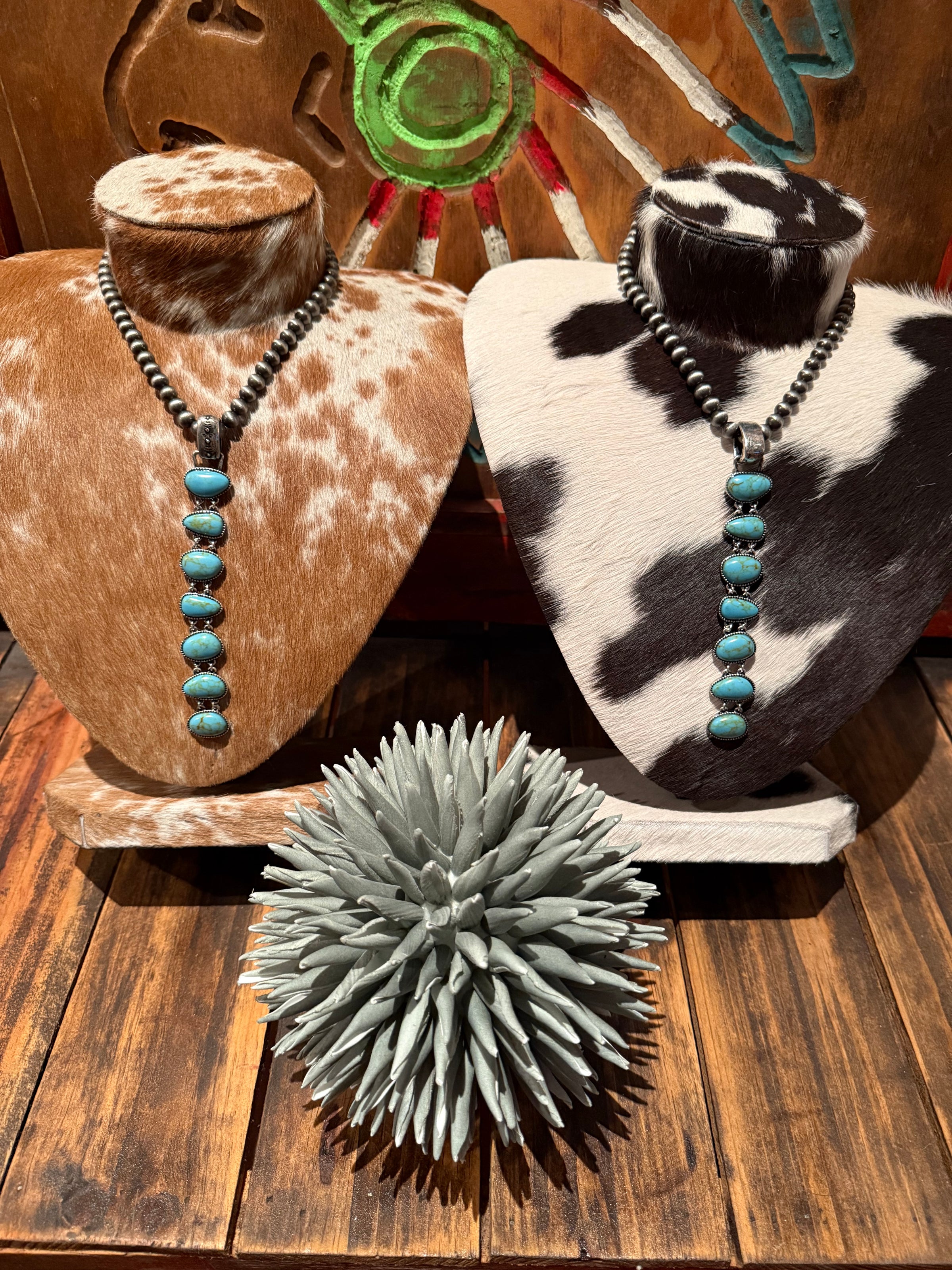 Turquoise stone drop necklace