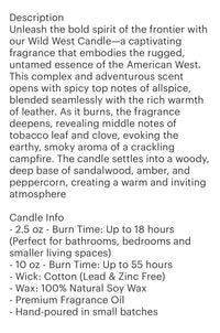 Wild west soy candle 10oz   HORSESHOE