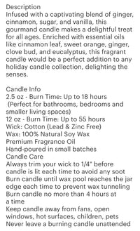 Gingerbread Christmas Candle  2.5oz