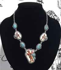 Cowgirl Western Turquoise charm necklace