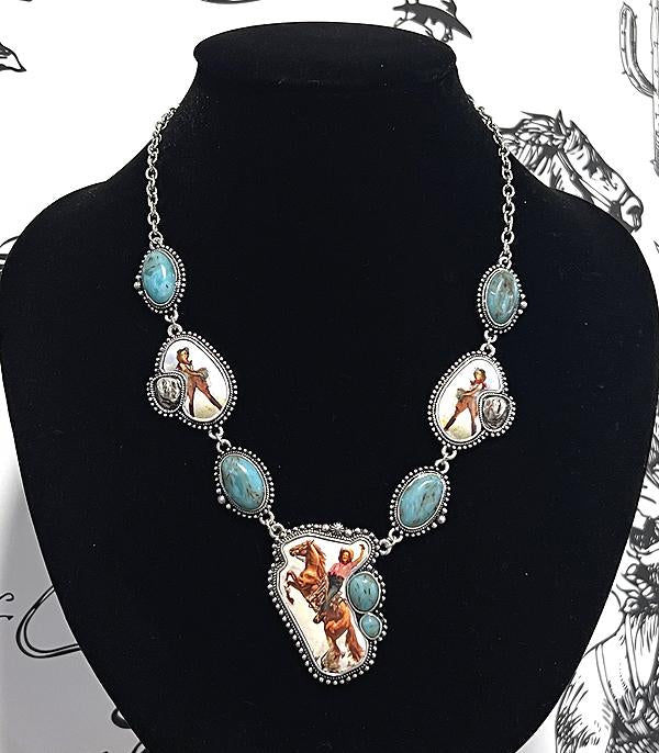 Cowgirl Western Turquoise charm necklace