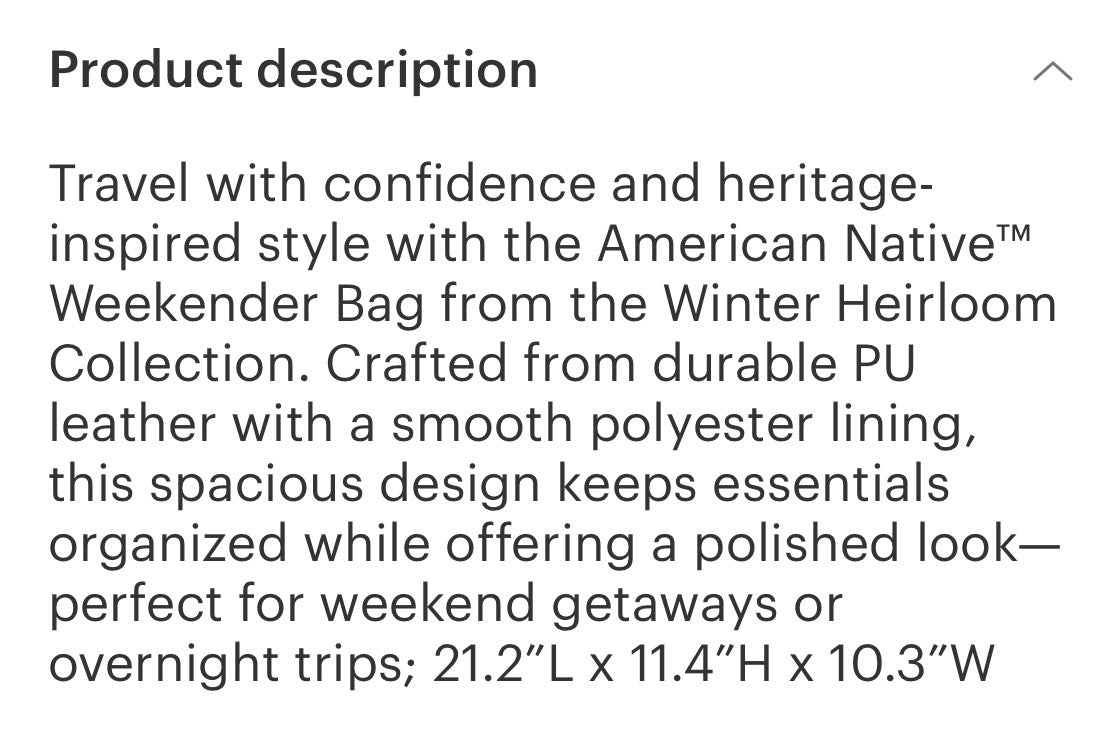 XL American Native Duffle bag