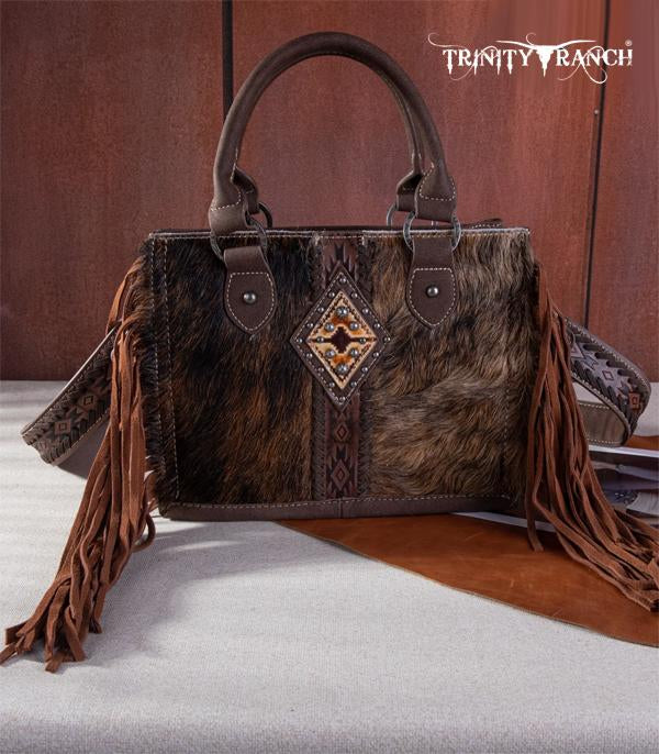 Trinity Ranch cowhide tote crossbody in coffee