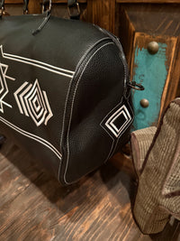 XL American Native Duffle bag /Weekender  White embroider