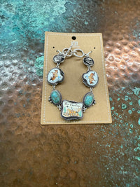 Cowboy Western Turquoise charm bracelet