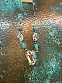 Cowgirl Western Turquoise charm necklace