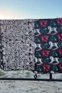 Rocking around the Ranch Christmas BLANKET  reversible