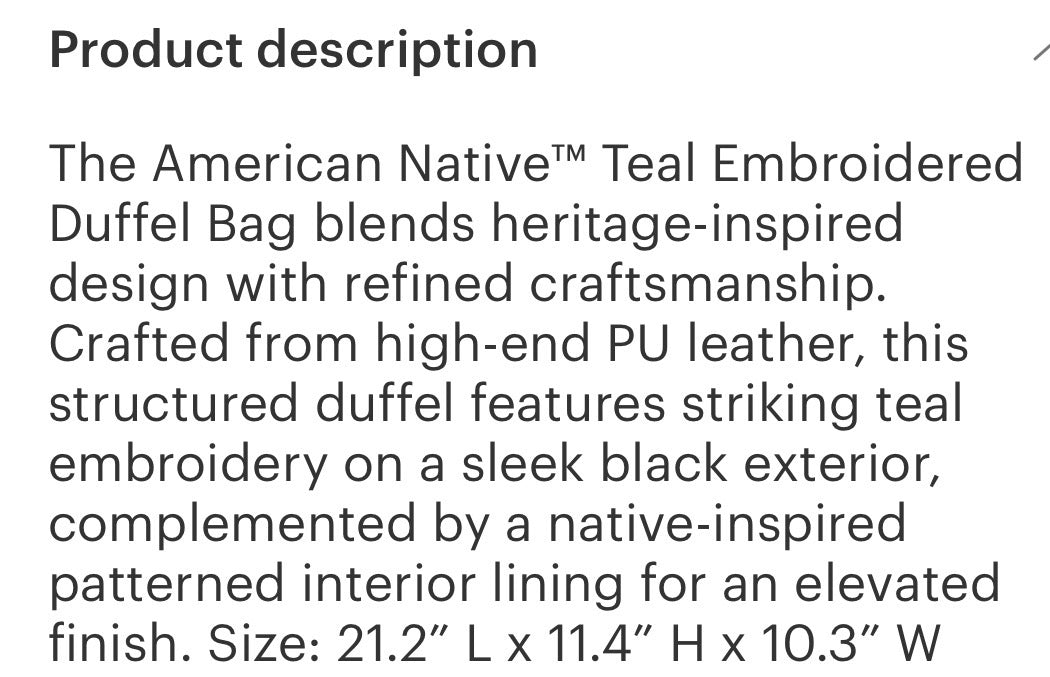 XL American Native Duffle bag