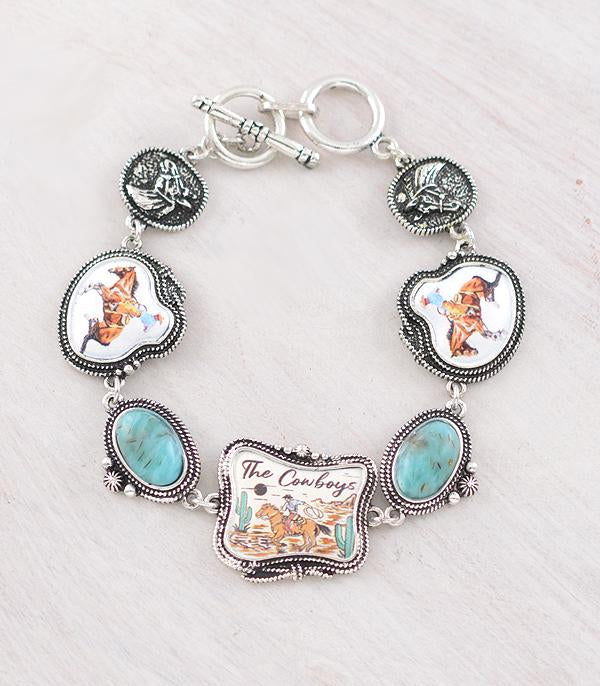 Cowboy Western Turquoise charm bracelet