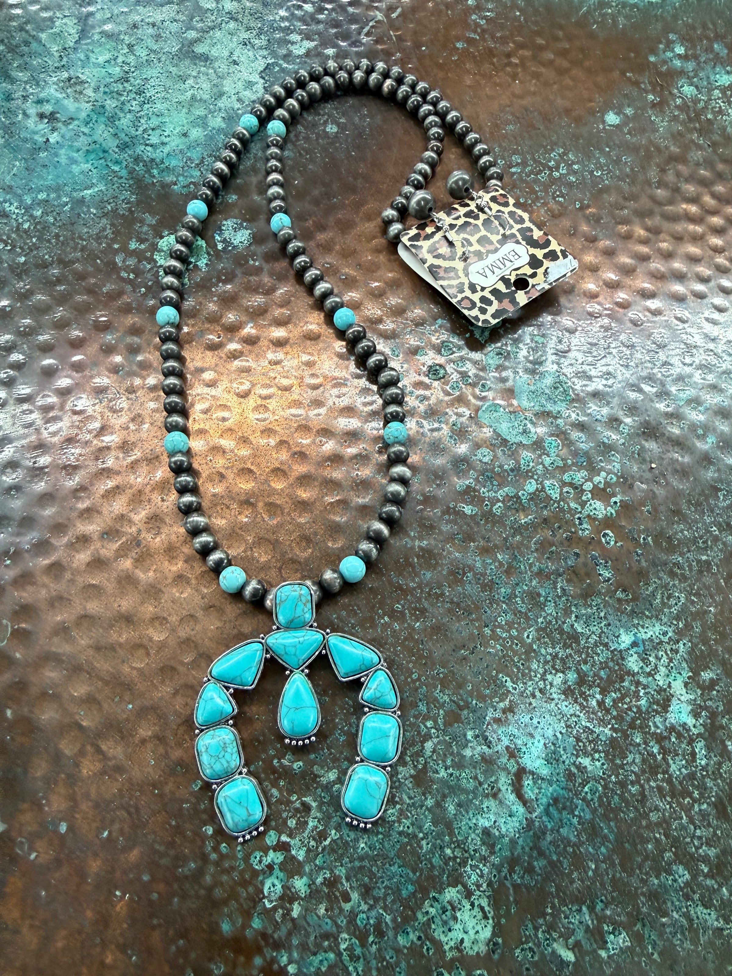 Southwestern Turquoise stone Long Necklace