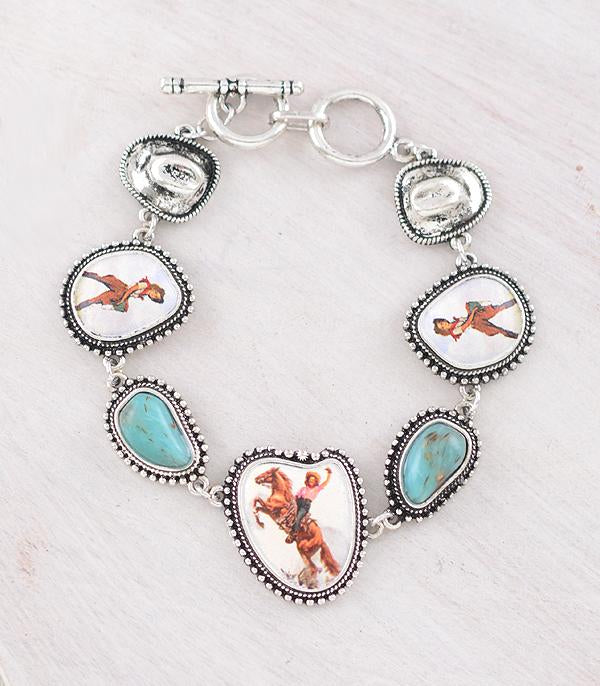 Cowgirl Western Turquoise charm bracelet