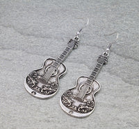 Western guitar earrings silver