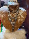 3 Layer Western concho necklace silver