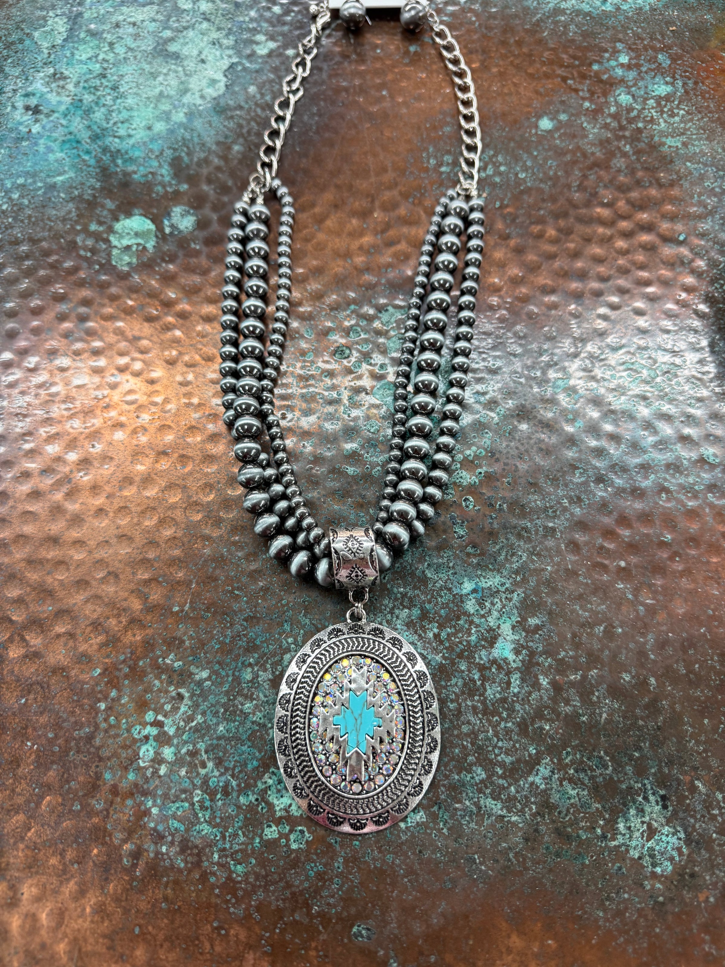 Large Southwest Aztec layer neckalce