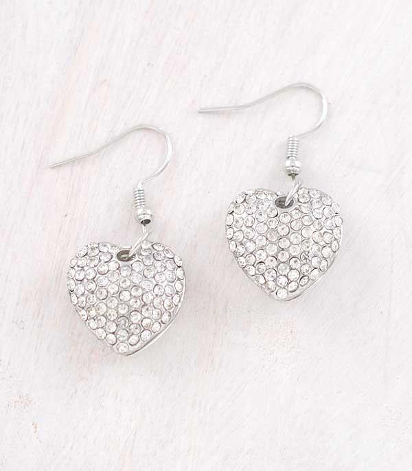 Rhinestone Valentine heart earrings