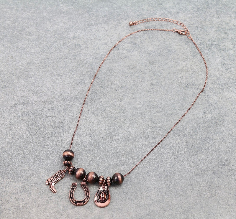 Western Rodeo charm necklace in copper