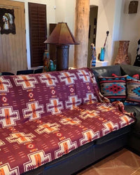 Burgundy aztec trail blanket