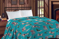 Turquoise rodeo Western throw blanket  queen