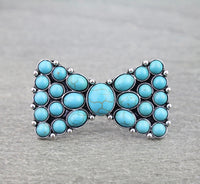 Turquoise stone Bow cuff RING