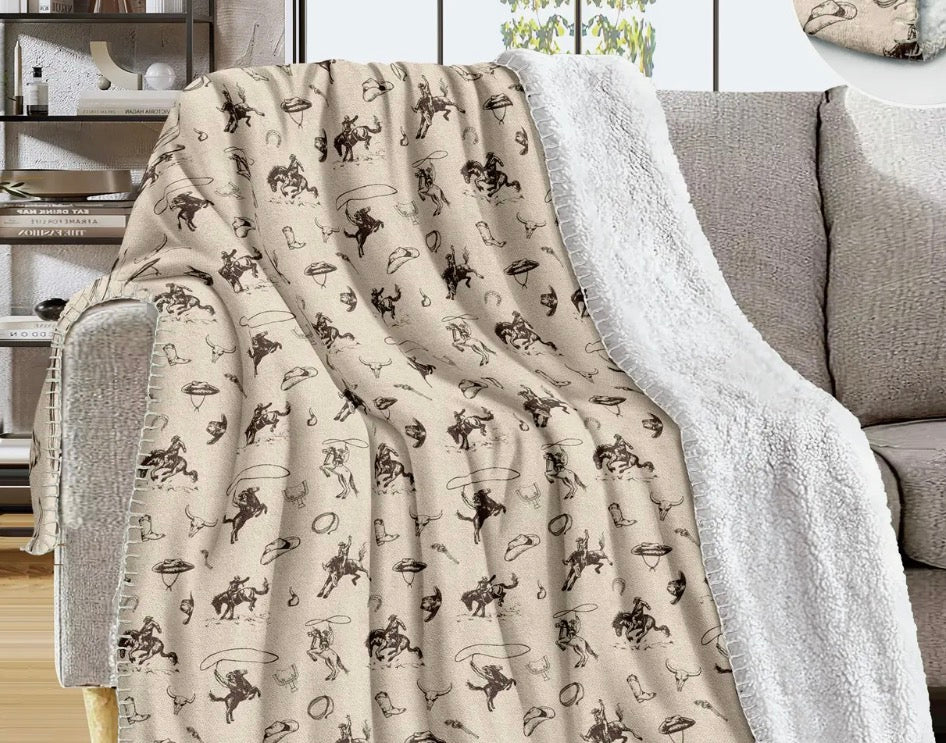 Queen size Rodeo Sherpa blanket