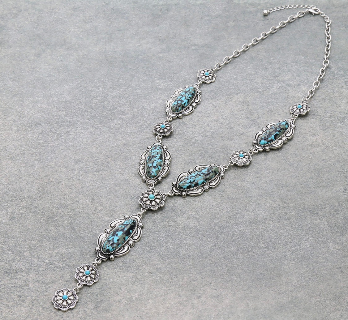 Turquoise Y necklace set