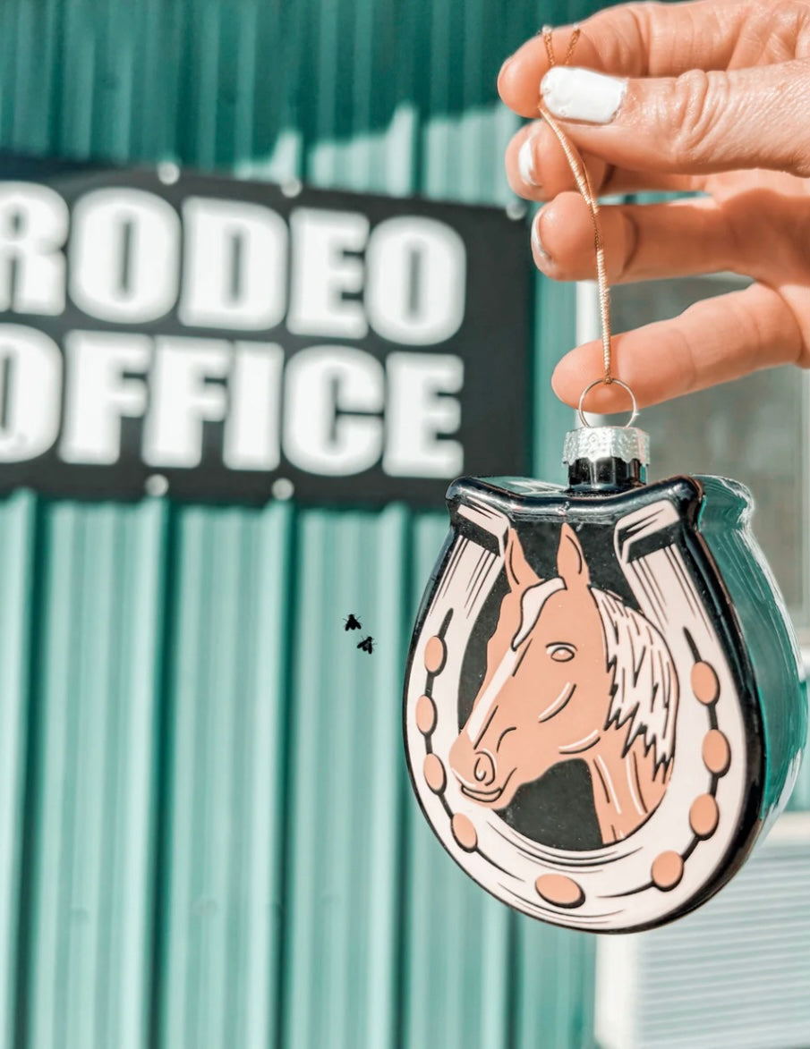 Blown glass Deck the stalls Christmas ornament