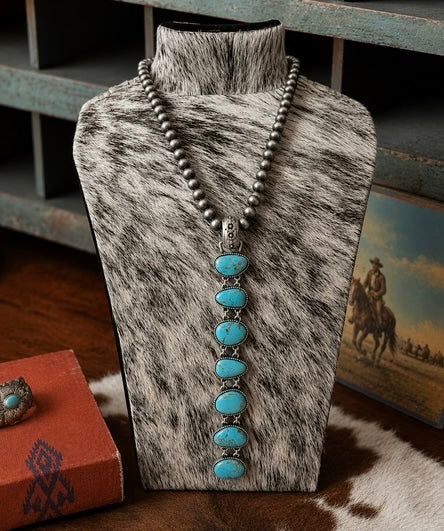 Turquoise stone drop necklace