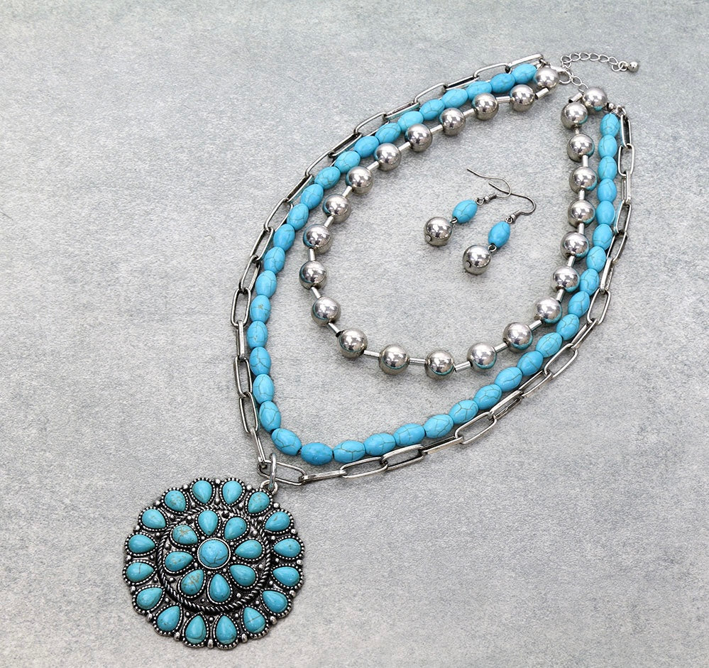 Large Southwest Turquoise Layer neckalce