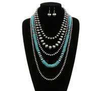 XL 5 layer Navajo pearl Turquoise set