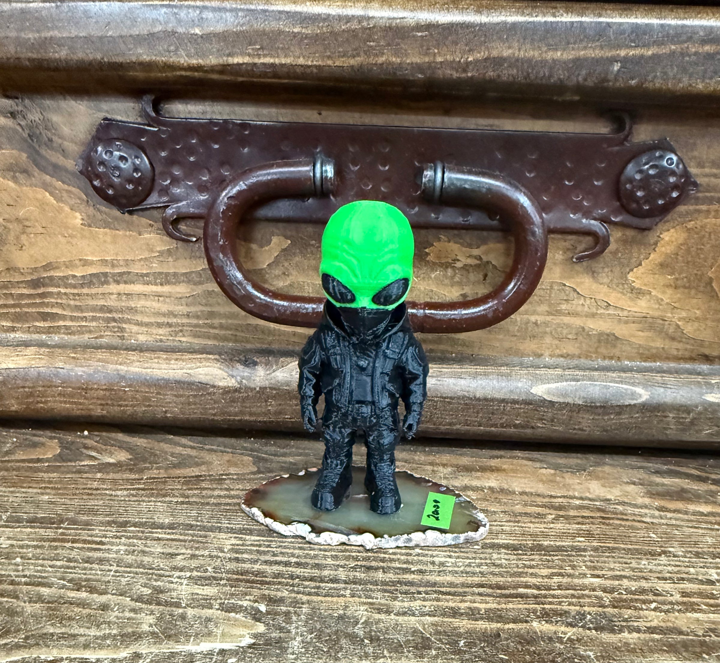 Alien biker 3D printed on slab