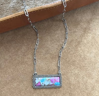 Cotton candy Turquoise Stone BAR NECKLACE