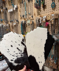 Large Western Cowhide necklace DISPLAY in BLACK