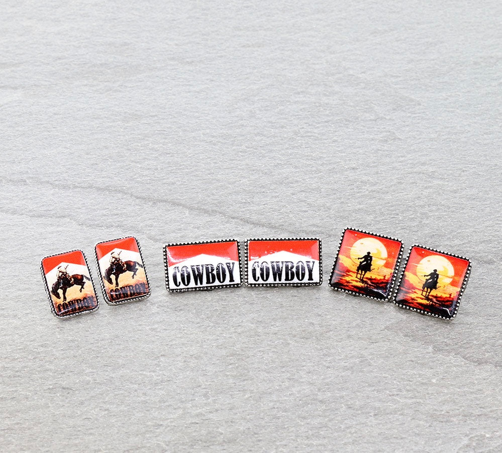 Cowboy earrings 3 pack