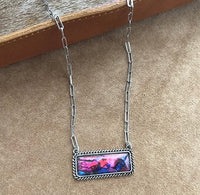 Cotton candy Turquoise Stone BAR NECKLACE