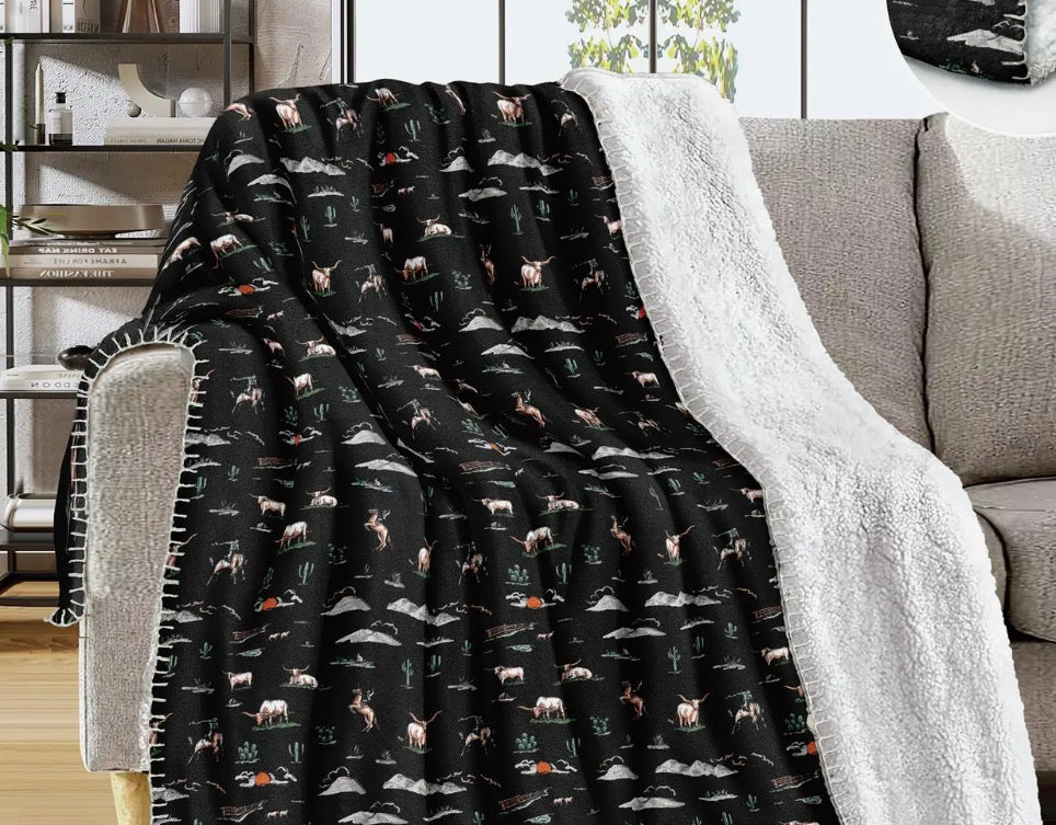 Queen size Rodeo Sherpa blanket